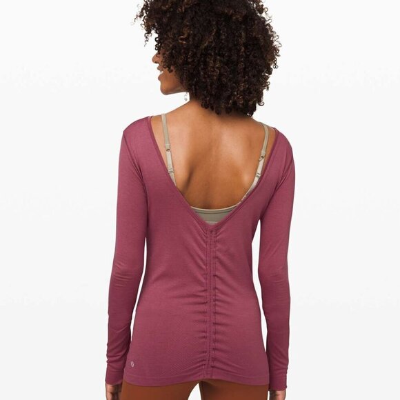 Lululemon Purple Swiftly Speed Long Sleeve Cinch Ruched Back Top Size - Picture 2 of 10